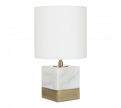 White Marble Accent Lamp With Cream Shade