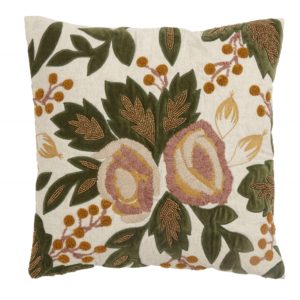 Cushion cover, flowers/beads, rose/curry