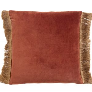 Cushion cover w/fringes, terracotta/gold