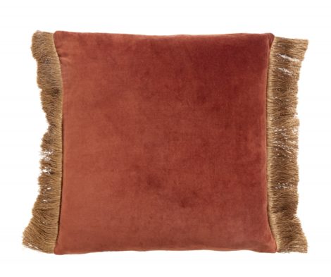 Cushion cover w/fringes, terracotta/gold