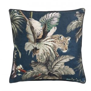 Cushion cover, leo/jungle, dark blue vel
