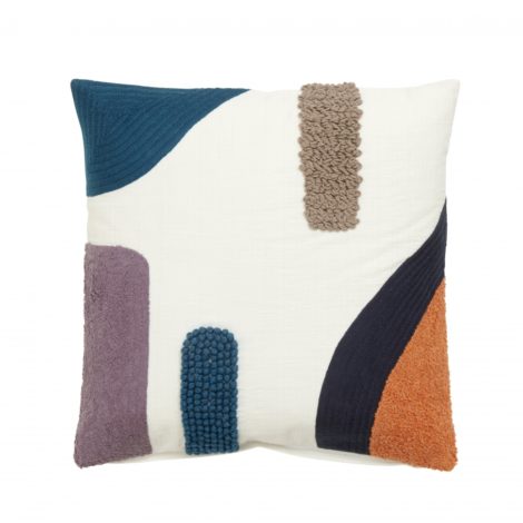 Cushion cover, white w/blue/orange