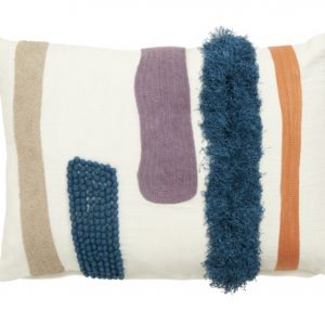 Cushion cover, white w/blue/orange