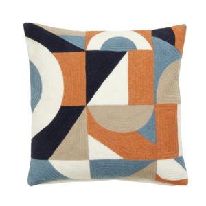 Geometric cushion cover, orange, dusty blue