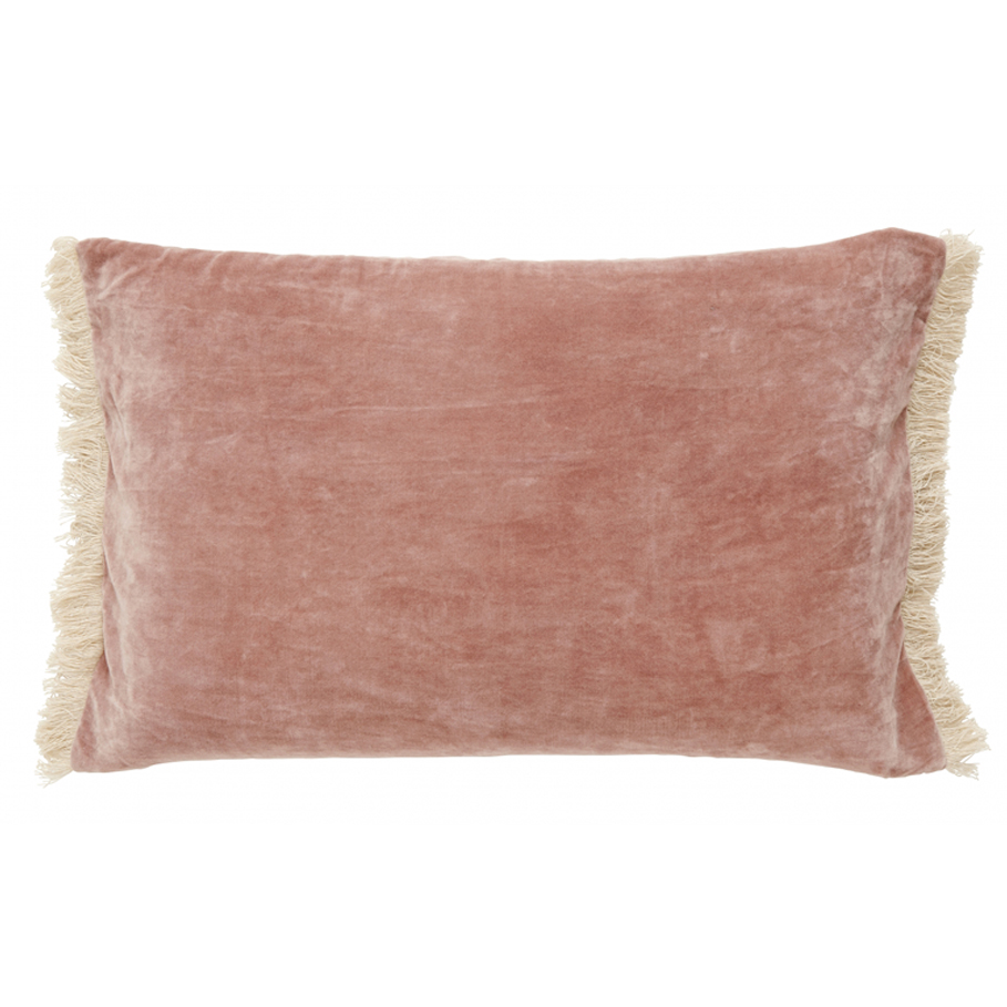 Pink velvet rectangular cushion with off white finish - Ruth Noble ...