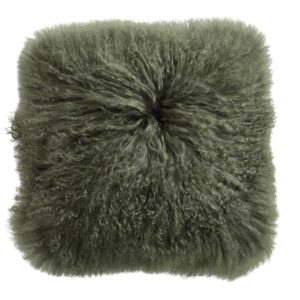 Lamb fur cushion cover, dark green