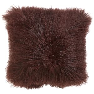Lamb fur cushion cover, wine red