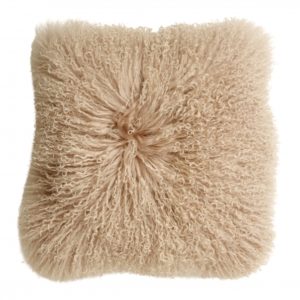 Lamb fur cushion cover, soft pink
